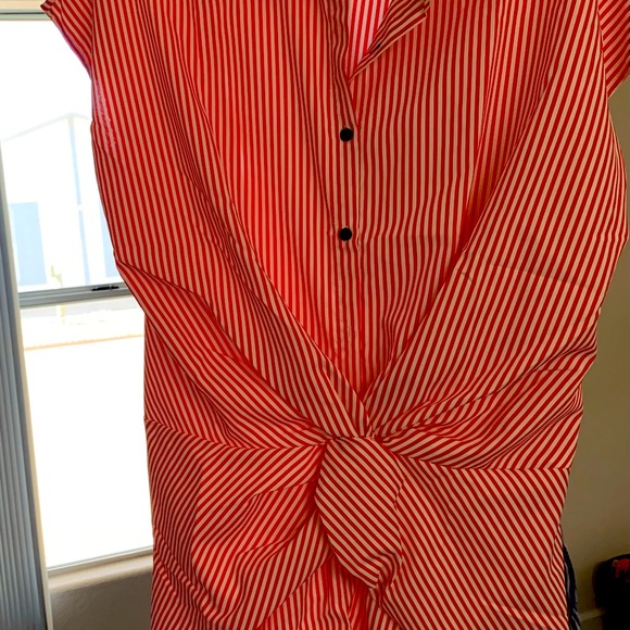 Dresses & Skirts - New without tags red & white striped tie front dress